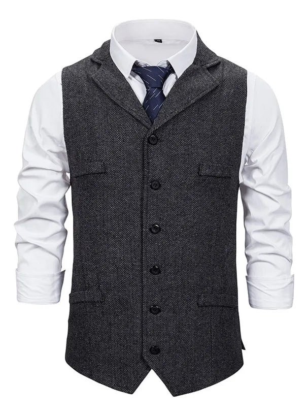 Lorvard Herringbone Tweed Vest