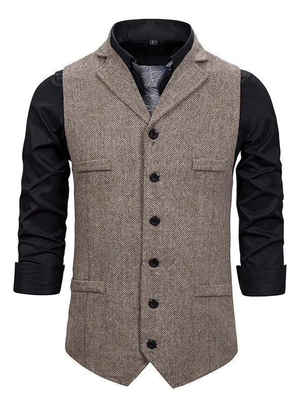 Lorvard Herringbone Tweed Vest
