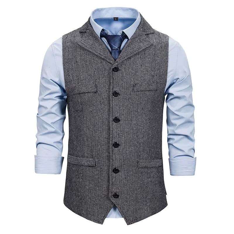 Lorvard Herringbone Tweed Vest