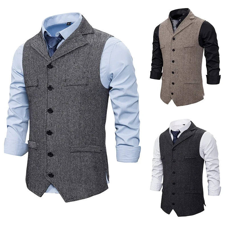 Lorvard Herringbone Tweed Vest